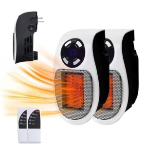 2pc Mini Chauffage Soufflant 500w, Mini Heater 500w, Radiateur Électrique Soufflant 500w, Système Thermostatique, Affichage LED, Protection Contre Surchauffe, Minuterie 1 à 12h