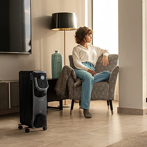 Cecotec Radiateur Bain d'Huile ReadyWarm 9000 Space 360º Black. 9 éléments, 2000 W, Thermostat ajustable avec trois niveaux de puissance, 22 m², Ramasse-câbles, Systèmes de sécurité – Image 3