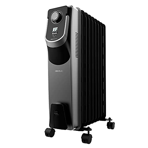 Cecotec Radiateur Bain d'Huile ReadyWarm 9000 Space 360º Black. 9 éléments, 2000 W, Thermostat ajustable avec trois niveaux de puissance, 22 m², Ramasse-câbles, Systèmes de sécurité