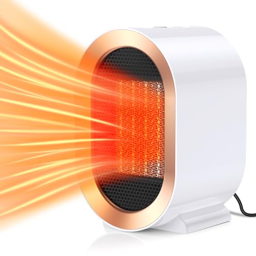 Chauffage Soufflant, 1200W Chauffage Électrique de Salle de Bain, à Deux Vitesses, Chauffage D'appoint Compact Mini Radiateur Soufflant Céramique de Bureau Énergie pour le Patio et la Maison