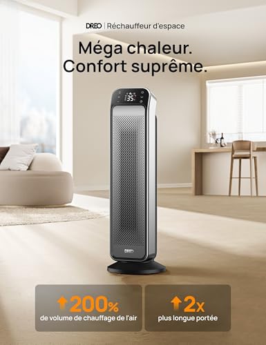 Dreo Chauffage pour intérieur, radiateur portable télécommande et thermostat, 3 mode, protection contre la surchauffe et le basculement, chauffages électriques pour une utilisation intérieure, chambre – Image 3
