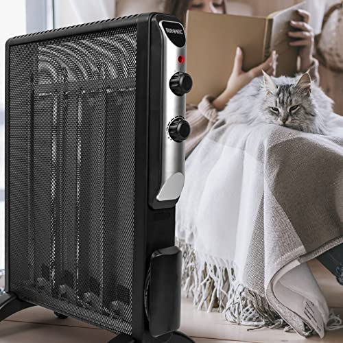 Duronic HV220 Radiateur électrique fin avec panneaux Mica 2000W | Chauffage écoresponsable chauffant en 1 min | Thermostat ajustable | Extinction automatique |2 Niveaux de puissance | Sans huile – Image 3