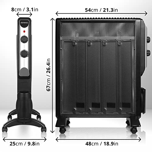 Duronic HV220 Radiateur électrique fin avec panneaux Mica 2000W | Chauffage écoresponsable chauffant en 1 min | Thermostat ajustable | Extinction automatique |2 Niveaux de puissance | Sans huile – Image 4