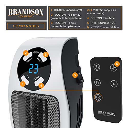 FR Brandson radiateur soufflant avec télécommande – Image 4