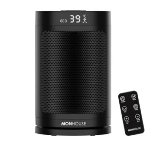 MONHOUSE Radiateur Electrique Céramique Oscillant 120° MONHOUSE Avec Thermostat, Minuterie 1-12 Heures, Télécommande, Protection Contre La Surchauffe Et l'inclinaison, Mode ECO D'économie D'énergie