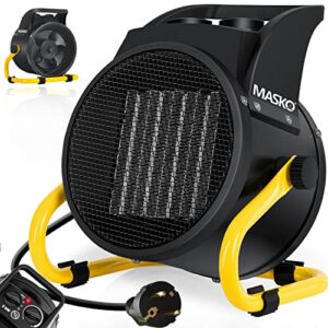 Masko® Chauffage électrique radiateur soufflant Chauffage de Chantier Chauffage céramique Chauffage électrique avec Thermostat Chauffage électrique avec 3 Niveaux de Chauffage