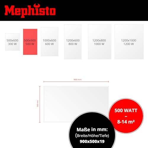 Mephisto Infrarouge Chauffage Mur- Decken-Standheizung à Économie D'Énergie Chauffage Électrique Incl. Télécommande Et Thermostat Wifi App Contrôleur 300-1200W – Image 4