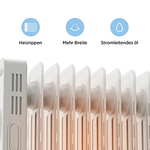 Midea Radiateur Electrique,Chauffage d'appoint Salle de Bain Portable,Thermostat Réglable, 3 Modes, Écran LED,Télécommande, Anti-Renversement, Protection Contre Surchauffe et Le Gel – Image 4