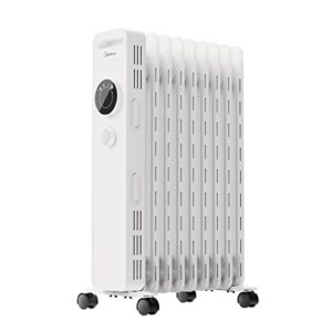 Midea Radiateur Electrique,Chauffage d'appoint Salle de Bain Portable,Thermostat Réglable, 3 Modes, Écran LED,Télécommande, Anti-Renversement, Protection Contre Surchauffe et Le Gel