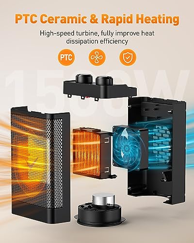 Radiateur Soufflant, Chauffage d'Appoint, 3 Modes, Chauffage Électrique en Céramique, Protection Contre la Surchauffe et l'Inclinaison, pour le Chauffage et les Cadeaux de Noël d'Hiver – Image 4