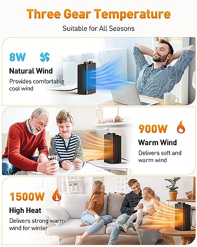 Radiateur Soufflant, Chauffage d'Appoint, 3 Modes, Chauffage Électrique en Céramique, Protection Contre la Surchauffe et l'Inclinaison, pour le Chauffage et les Cadeaux de Noël d'Hiver – Image 5