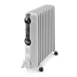 Radiateur à huile De'Longhi TRRS1225 Radia-S Series – Radiateur électrique à économie d'énergie avec 12 nervures pour pièces jusqu'à 75 m³, 3 niveaux de chaleur, thermostat de sécurité, fonction