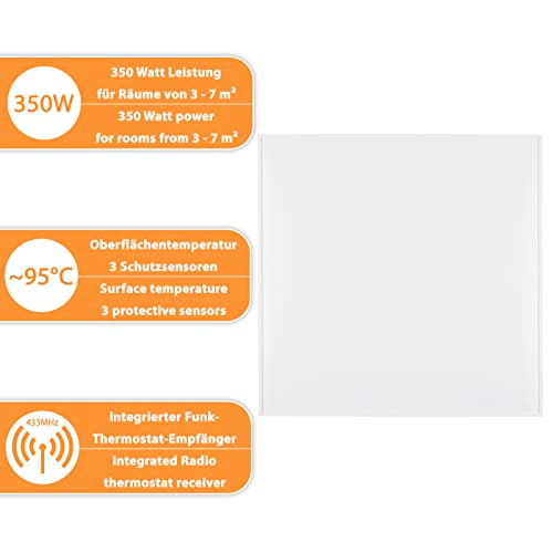 Sundirect PE350 Plus Chauffage infrarouge 60 x 60 cm 350 W Fonctionne sans thermostat 3 modèles de thermostat disponibles avec ou sans application WiFi Smart – Image 3