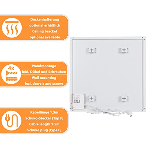 Sundirect PE350 Plus Chauffage infrarouge 60 x 60 cm 350 W Fonctionne sans thermostat 3 modèles de thermostat disponibles avec ou sans application WiFi Smart – Image 4