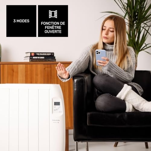TAURUS ALPATEC- Radiateur Électrique à Inertie Sèche Malbork 2000W|Programmateur Hebdomadaire/Quotidienne, Thermostat Réglable (10-35ºc), Arrêt Automatique| Écran LCD Rétroéclairé| Installable/Roues – Image 5