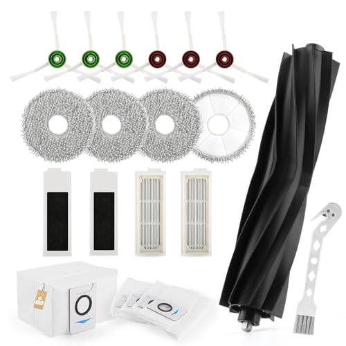 20 PCS Kit D'accessoires de Rechange pour Ecovacs Deebot T20 OMNI/T20e OMNI/T20 Max/T20 Pro, avec 1 Brosse à Rouleau en Caoutchouc, 6 Brosses Latérales, 4 Vadrouille, 4 Filtres, 4 Sacs à Poussière