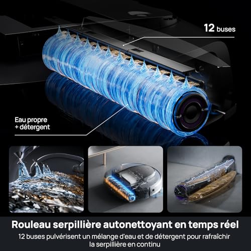 3i S10 Ultra Robot Aspirateur Laveur, avec Système WaterRecycle, Aspiration de 13000 Pa, Rouleau Serpillère Extensible et Auto-nettoyant, Lavage & Auto-Séchage du Mop, Auto-vidange & Remplissage – Image 5
