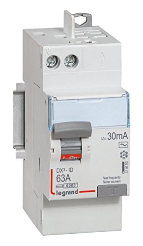 411650 Interrupteur Différentiel Dx3 2p 63a Type Ac Arrivée Haute + Départ Haut - Automatique - Legrand