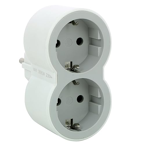 Adaptateur de contact 2 x Shuko blanc Legrand type F protection enfant 2P+E CE