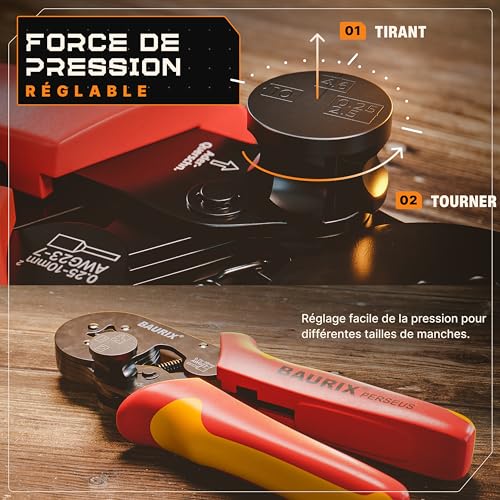 BAURIX® Pince à Sertir Embouts de Câble Pince à Embout Auto-Réglable Pince à Sertir Embout fil electrique souple Sertisseuse Electrique Pince Automatique Pinces à Sertir Embout de Cable – Image 4