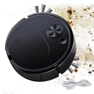 Balayeuse robot – Aspirateur robot fin, balai de nettoyage 3 en 1 | Nettoyeur de navigation silencieux avec capteurs anti-chocs, robot de balayage rechargeable par USB pour maisons, chambres, salons