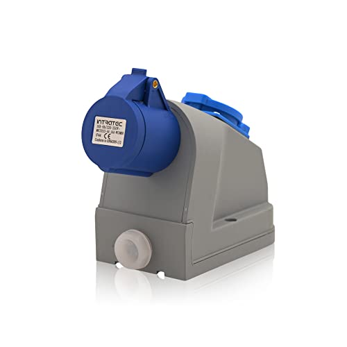 CEE Fiche/prise de courant Fiche industrielle IP44 en bleu gris 16A / 32A, 3 pôles, 230V, CE, SB, RoHS, Reach