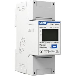 CHINT - Compteur Électrique Monophasé Rail-DIN avec Certificat MID,Idéal Pour la Facturation D'électricité, Système PV Solaire, Chargeur Voiture Électrique (Monophasé)
