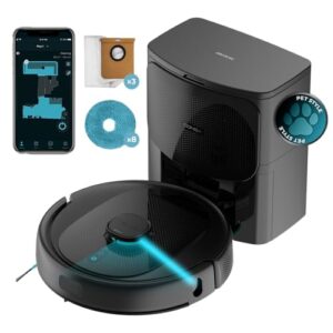 Cecotec Robot aspirateur et Balai avec Base Automatique Conga 9590 Spin Revolution Ultra Power Home. 10 000 Pa, Navigation Laser, 240 Min d'autonomie, serpillères, Brosse en Silicone et Animaux de