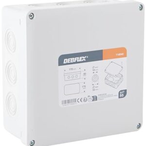 Debflex 718080 Exterieur-Boîte de dérivation étanche en saillie carrée IP55 / Dimensions 20 entrées Gris, 315 mm x 245 mm x 130 mm