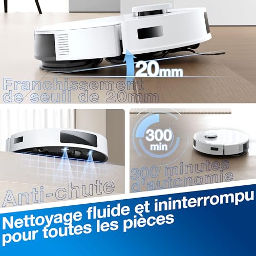 ECOVACS Aspirateur Robot DEEBOT N20 Plus, Robot Aspirateur Laveur 8000Pa avec vidange Automatique poussière, Nettoyage Autonome de 45 Jours, Batterie 300 Min, Anti-Tangle, Tapis et Poils d'animaux – Image 5