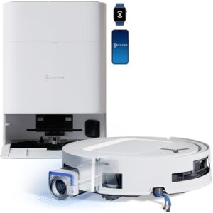 ECOVACS DEEBOT T80 Omni Robot Aspirateur Laveur, 18 000 Pa, Nettoyage Automatique instantané OZMO Roller, ZeroTangle 3.0, Lavage à l'eau Chaude 40-75 ℃, Séchage à air Chaud, Noir