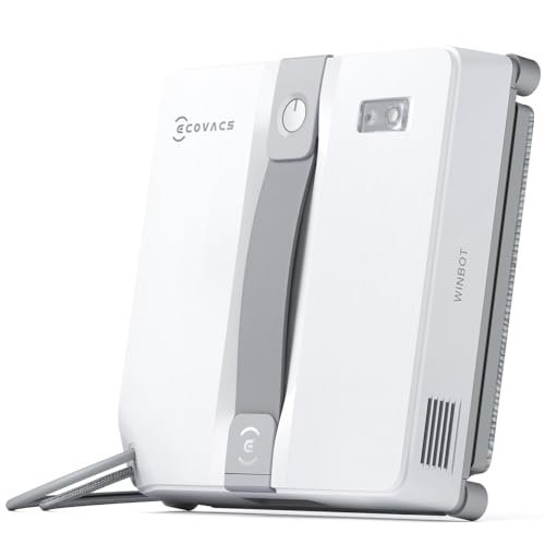 ECOVACS WINBOT Mini Robot de Nettoyage de vitres, Design Compact, Double Buses avec pulvérisation ultrasonique, système de Protection à 9 étapes, Planification Intelligente du Trajet, Blanc