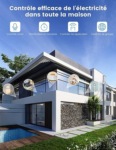 EIGHTREE Prise Connectée WiFi 2.4G/5GHz, Prise Intelligente Programmable, Compatible avec Alexa/Google Home, Suivi de Consommation, Contrôle Appli/Voix, 16A 3680W – Image 4
