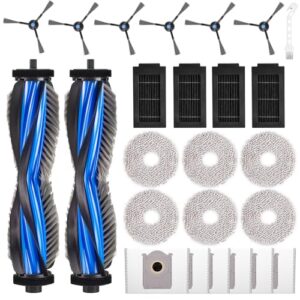 EOVWAEO Lot de 25 accessoires pour robot aspirateur ECOVACS DEEBOT T50 PRO Omni / T50 Omni, accessoires de rechange, 2 brosses principales, 6 tampons de nettoyage, 6 sacs à