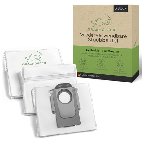 GRASHÜPFER® Pack de 3 sacs à poussière réutilisables avec fermeture éclair S8+, S8 Pro Ultra, S7 Pro Ultra, S7 MaxV Pro Ultra, S7 Max Ultra, Q7 Max+, Q8 Max+, S8 Max