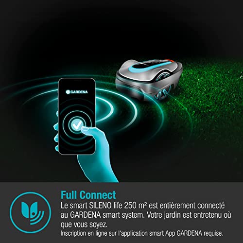 Gardena Tondeuse Robot Smart SILENO City 250 Set: Technologie Lona IA innovante, réglage Via Application, SensorControl, pour pentes 35% Max, passerelle Smart, Version FR/NL (19601-66) – Image 4