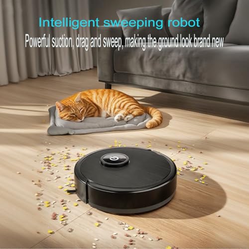 Générique Robot Aspirateur, avec Système de Nettoyage 3 - en - 1 Complet, Navigation Intelligente, Evitement d'obstacles, Ultra - Mince et Silencieux, pour Sols durs et Mous, Poils d'animaux – Image 5