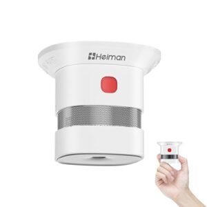 HEIMAN Mini Détecteur de fumée Incendie avec 10 Ans d’autonomie de la Batterie Détecteur de fumée certifié TÜV et EN14604 avec Alarme Incendie et capteur photoélectrique