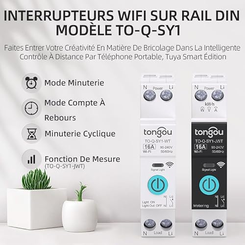 Interrupteur Connecté,16A DIY Interrupteur Intelligent Compatible avec Alexa,Google Assistant,TUYA/Smart Life APP Contrôle à Distance,Commutateur WiFi avec Mesure,Commande Vocale et Fonction de Temps – Image 3