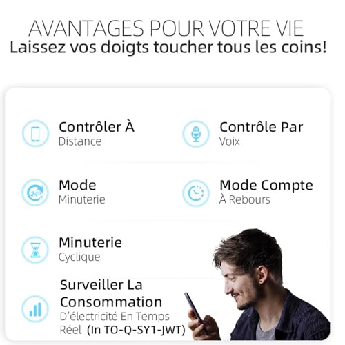 Interrupteur Connecté,16A DIY Interrupteur Intelligent Compatible avec Alexa,Google Assistant,TUYA/Smart Life APP Contrôle à Distance,Commutateur WiFi avec Mesure,Commande Vocale et Fonction de Temps – Image 4