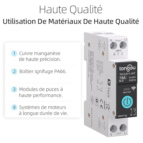 Interrupteur Connecté,16A DIY Interrupteur Intelligent Compatible avec Alexa,Google Assistant,TUYA/Smart Life APP Contrôle à Distance,Commutateur WiFi avec Mesure,Commande Vocale et Fonction de Temps – Image 5