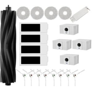 JoyBros Accessoires pour Ecovacs Deebot T20 Omni, T20e Omni, 1 Brosse Principale en Caoutchouc, 4 Filtres HEPA, 4 Lingettes, 8 Brosses latérales, 4 Sacs à poussière