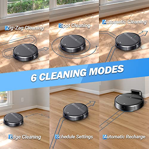 Kilgone Robot aspirateur et serpillère, aspirateur robot 2 en 1 avec aspiration sans nœuds, contrôle WiFi/Alexa/App, recharge automatique, design ultra fin et silencieux pour poils d'animaux, sols – Image 5