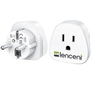 LENCENT 2X Adaptateur Prise USA/Americaine/Les États Unis 3 Broches vers Les Prises France/Francaise/Europe 2 Broches Adaptateur de Voyage Blanc