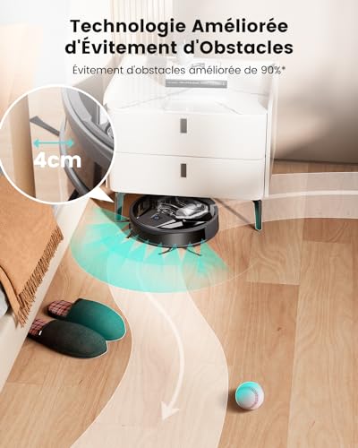 Lefant Aspirateur Robot M320, 6000Pa d'Aspiration, Évitement Précis des Obstacles, Détection de Tapis, Zones Interdites, Idéal pour Les Poils d'animaux, Cheveux et Sols Durs Tapis, Contrôle App/Alexa – Image 3