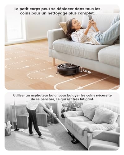 Lefant Aspirateur Robot M320, 6000Pa d'Aspiration, Évitement Précis des Obstacles, Détection de Tapis, Zones Interdites, Idéal pour Les Poils d'animaux, Cheveux et Sols Durs Tapis, Contrôle App/Alexa – Image 5