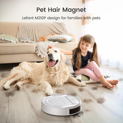 Lefant Aspirateur Robot, Robot Aspirateur Autonomie Mince Silencieux, Connecté avec WiFi/Alexa/App, 3 Modes d'aspirations, Programmable, Idéal pour Les Poils d'animaux Tapis Sols Durs, M210 Blanc – Image 3