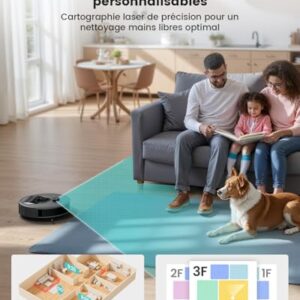 Lefant M330 Pro Robot Aspirateur Laveur 3 en 1, Aspirateur Robot 5000Pa d'Aspiration, Navigation dToF, Cartographie, Zones Virtuelles, Évitement d'obstacles PSD, 150min, Connecté par Alexa/APP/WiFi