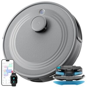 Lefant M2 Robot Aspirateur Laveur avec Cartographie, Aspiration de 5500Pa, Navigation Laser, Technologie d'évitement PSD, Nettoyage Personnalisé, Autonomie de 240 Minutes, Contrôle Via APP/Alexa/WiFi
