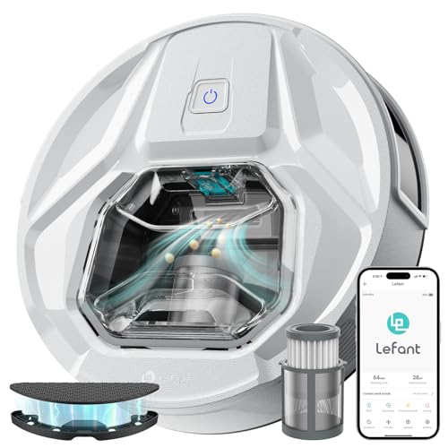Lefant M320 Aspirateur Robot, 6000Pa d'Aspiration, Évitement Précis des Obstacles, Détection de Tapis, Zones Interdites, Idéal pour Les Poils d'animaux, Cheveux et Sols Durs Tapis, Contrôle App/Alexa